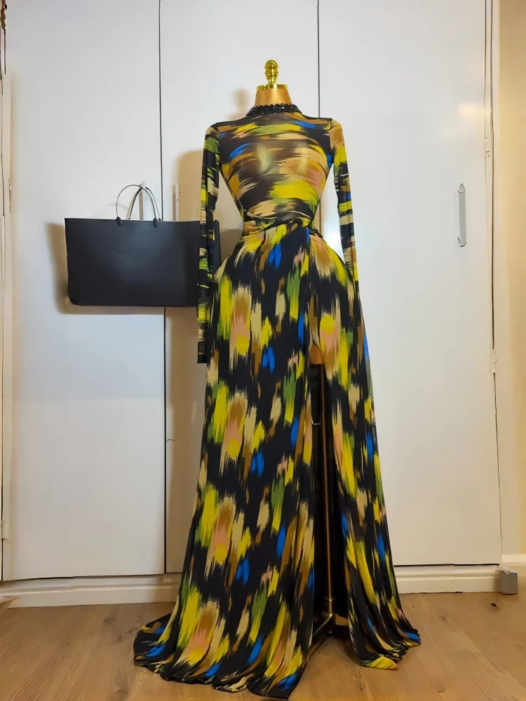 Hollow Out O-Neck Bodycon Maxi Dress