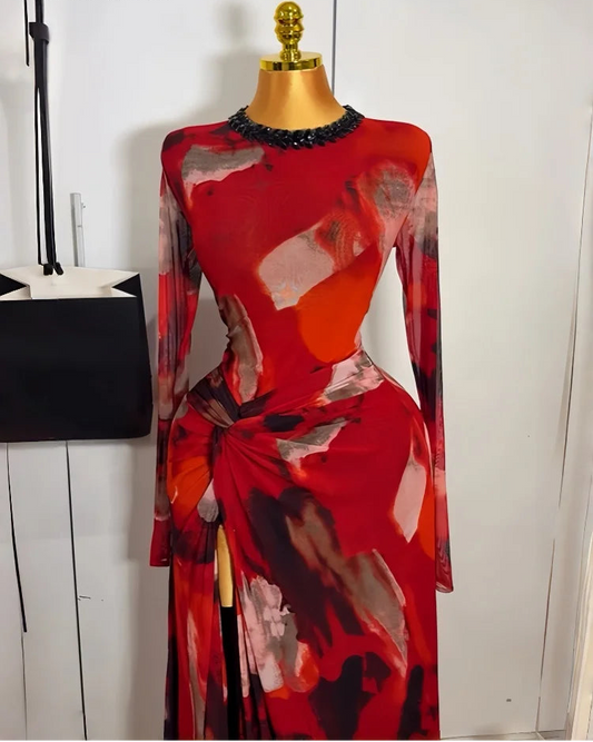 Hollow Out O-Neck Bodycon Maxi Dress
