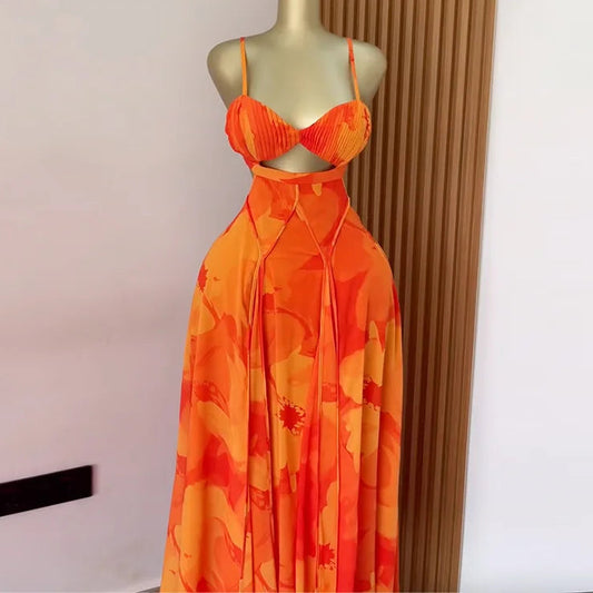 Floral Backless Maxi Dress