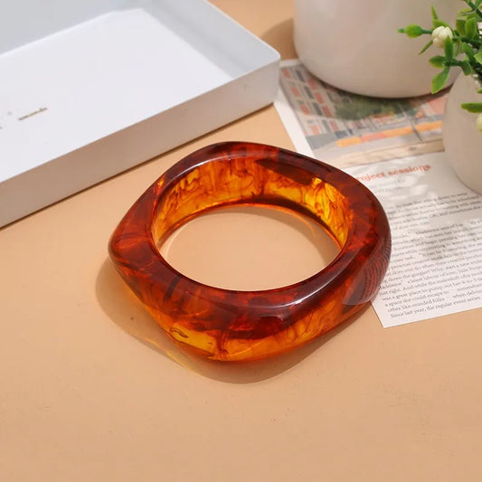 Brown Resin Geometric Bangle