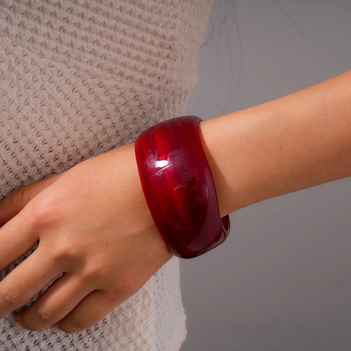 Red Chunky Resin Bangle