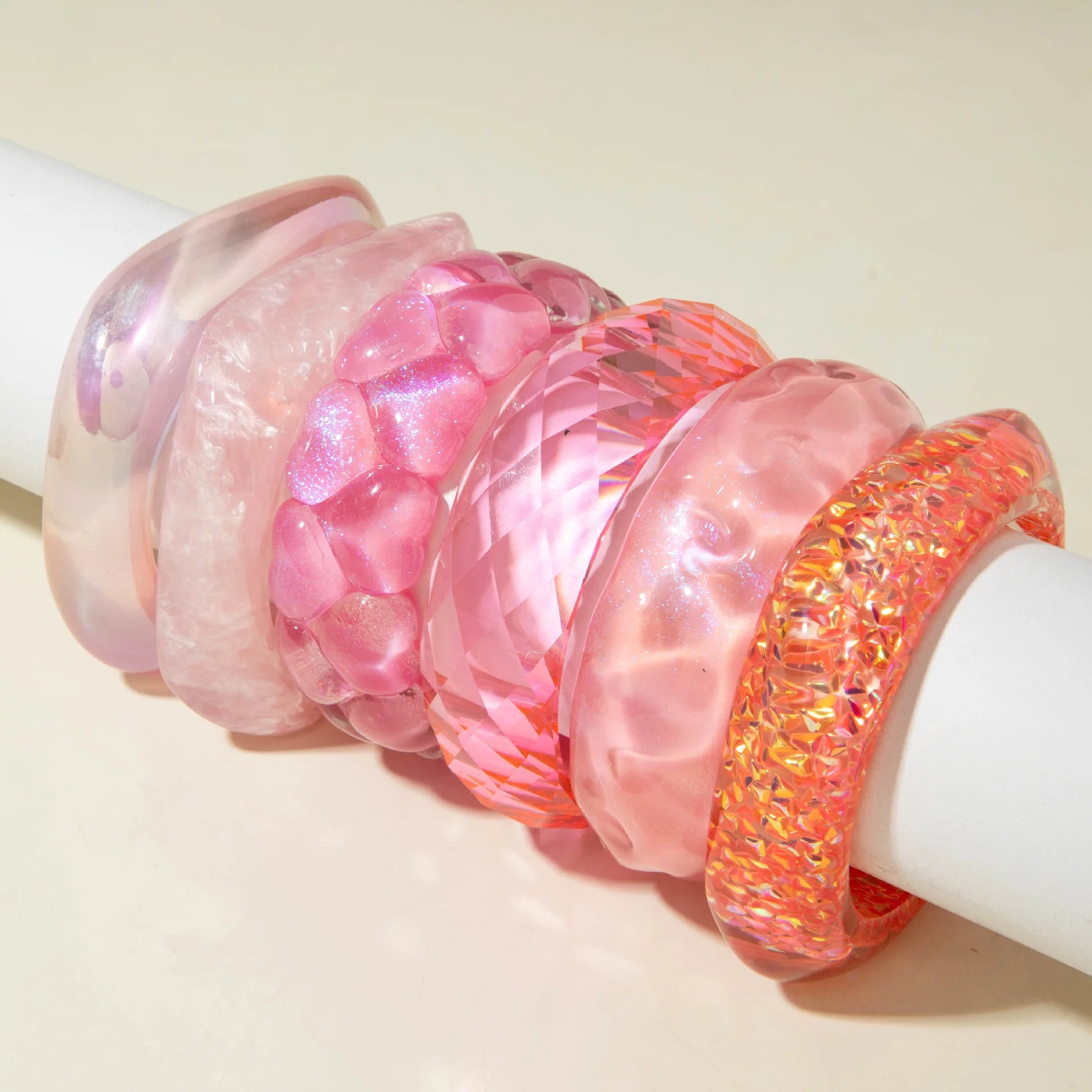 Pink Twisted Resin Bangle