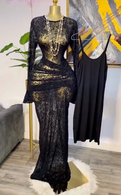 Mesh Bodycon Maxi Dress