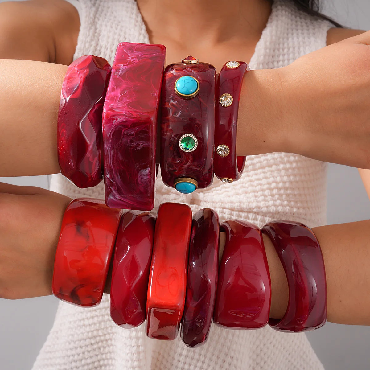 Red Chunky Resin Bangle