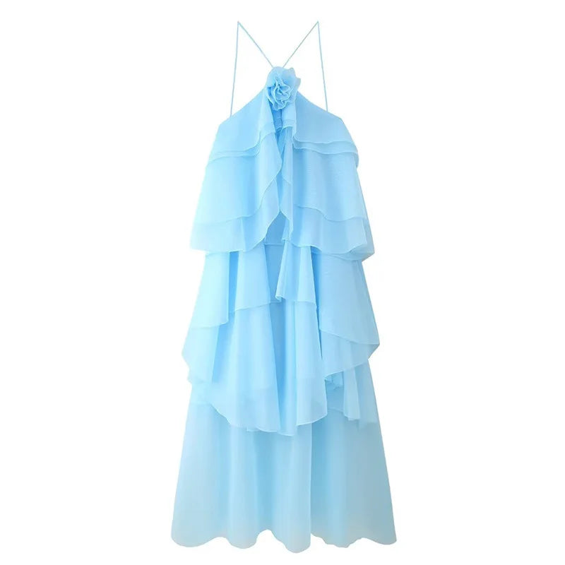 Loose Sleeveless Ruffles Ball Gown Dress