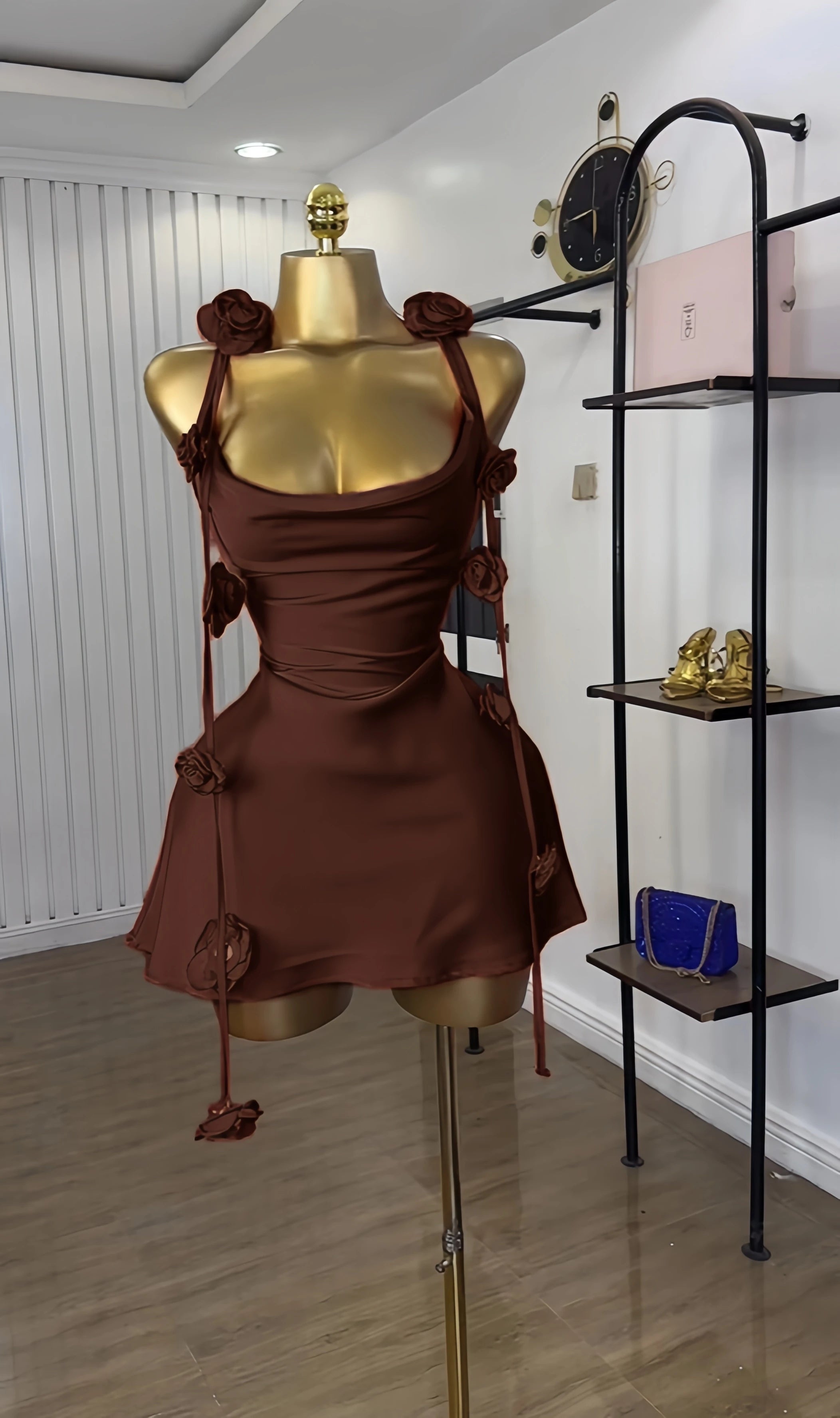 Floral Applique Midi Dress