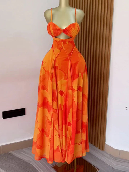 Floral Backless Maxi Dress