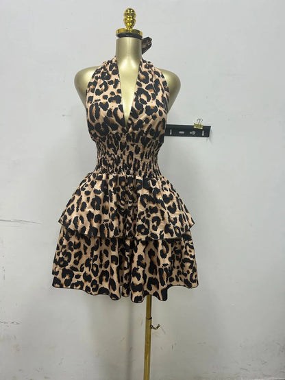 Leopard Halter Mini Dress