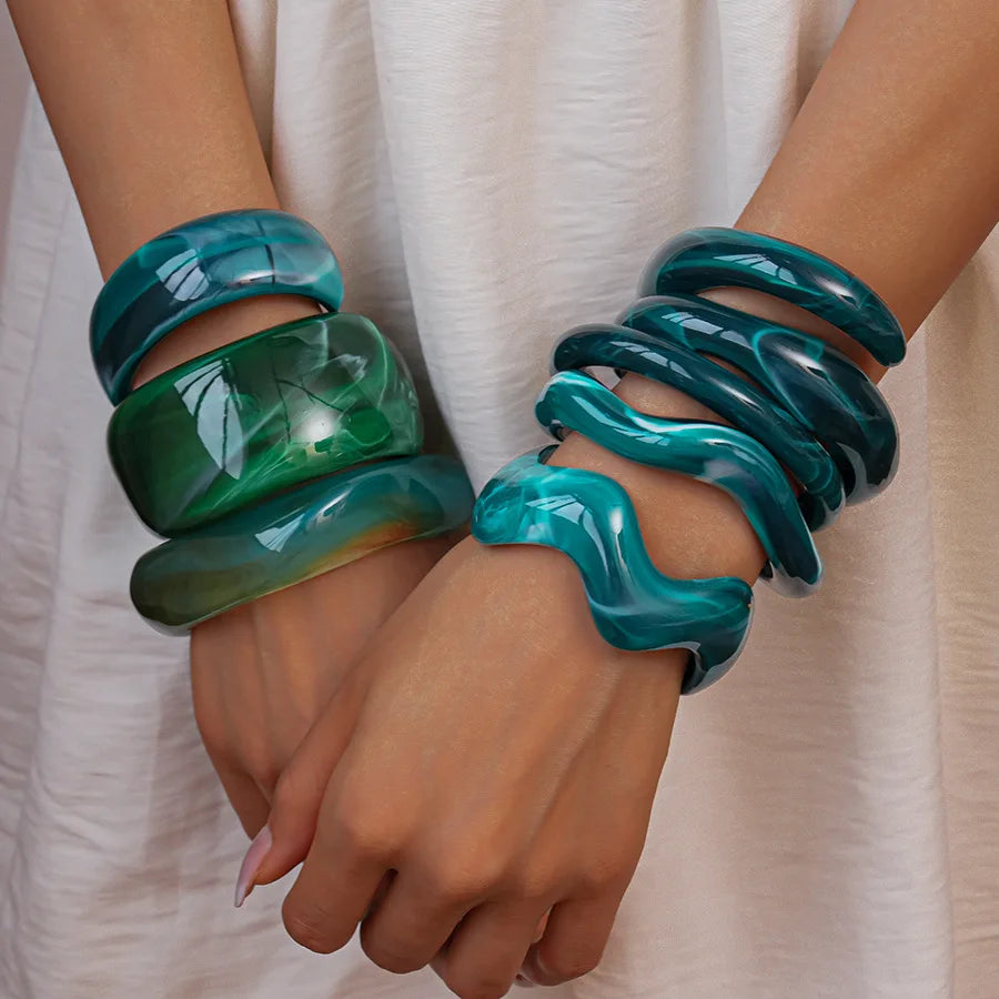Blue Green Wave Bangle