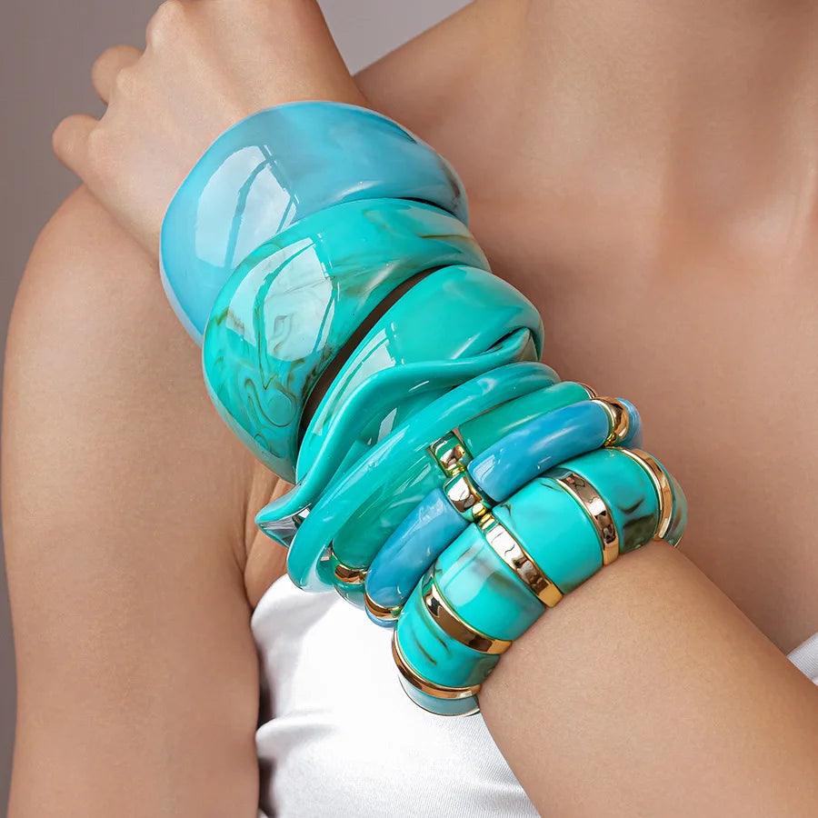 Turquoise Resin Wide Bangle