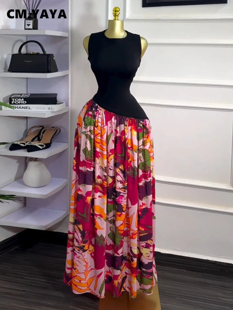 Printed Patchwork Maxi Dress