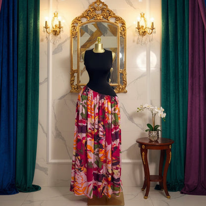 Printed Patchwork Maxi Dress