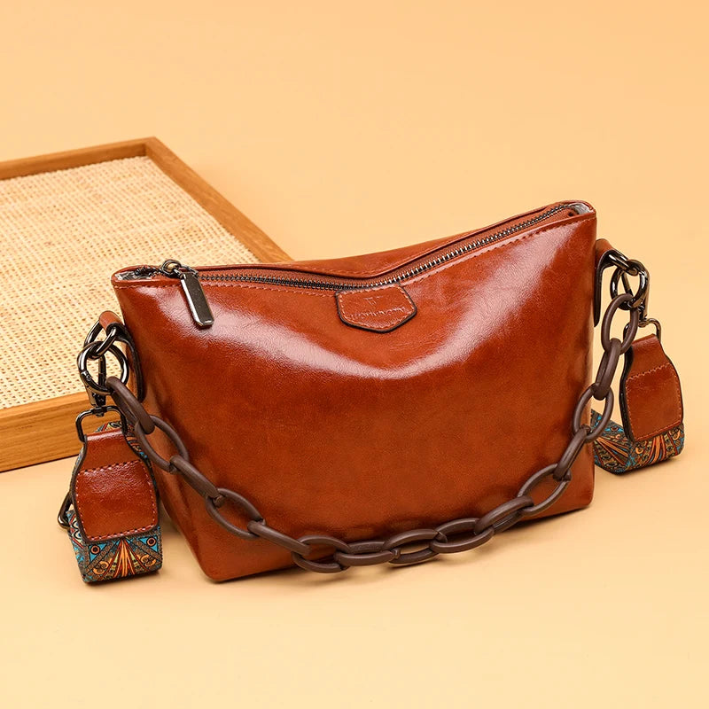 Genuine Cowhide Crossbody Bag