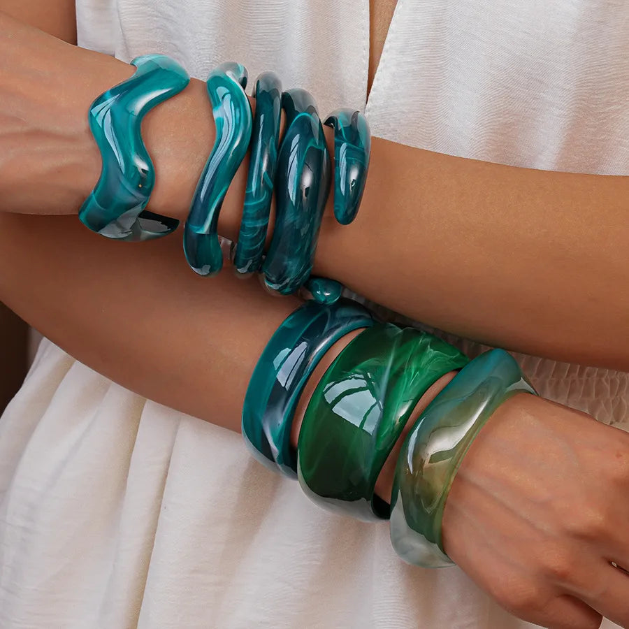 Blue Green Wave Bangle