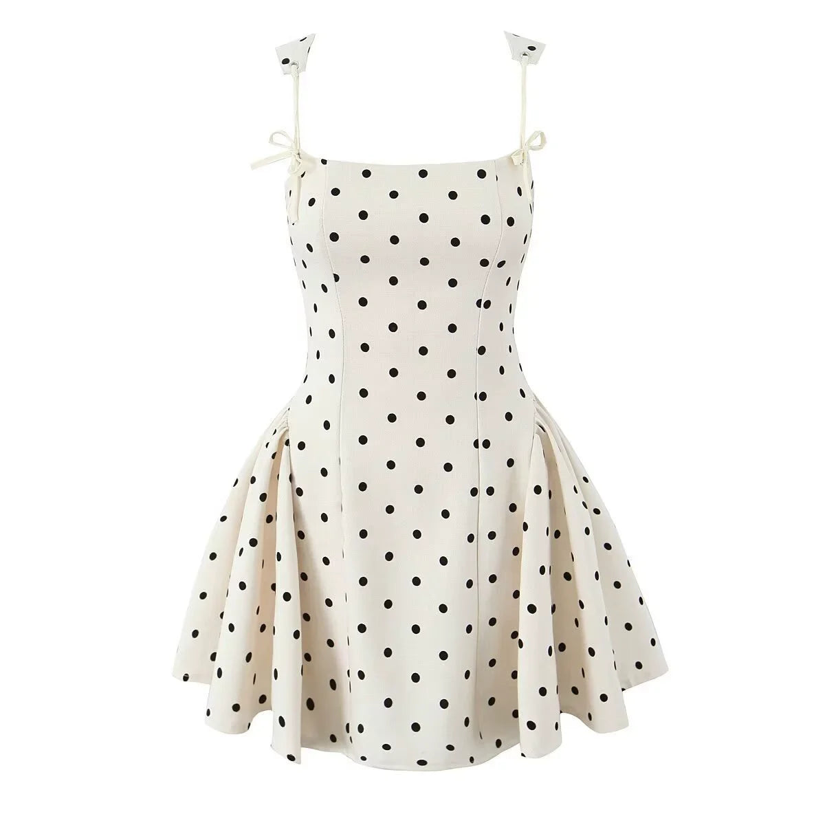 Women Dot Printed Slash A-line Smock Mini Dress