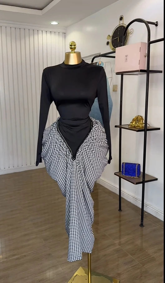 Patchwork Bodycon Maxi Dress