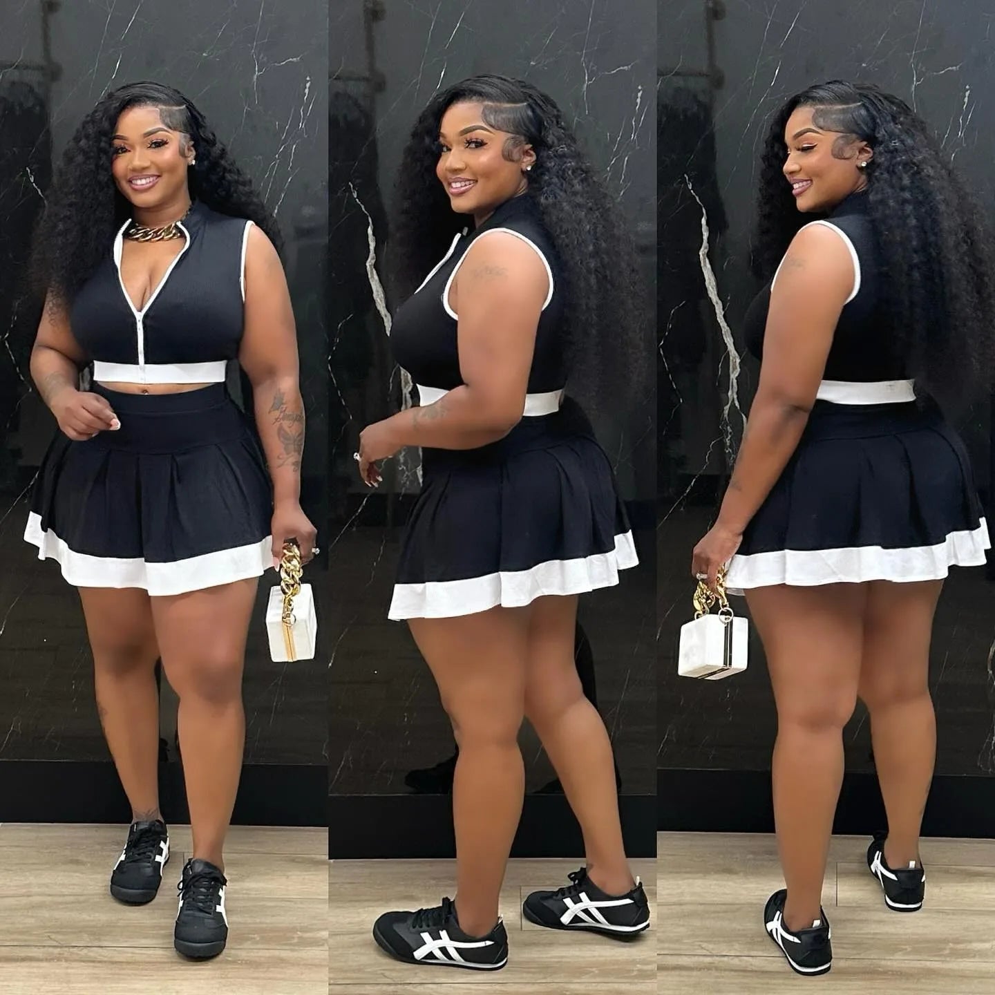 Vest Pleated Skirt Set
