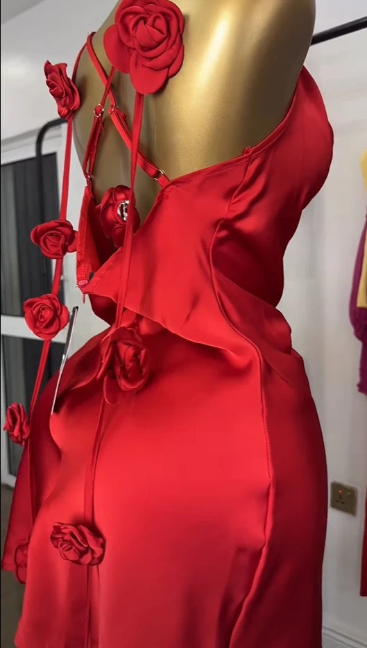 Floral Applique Midi Dress