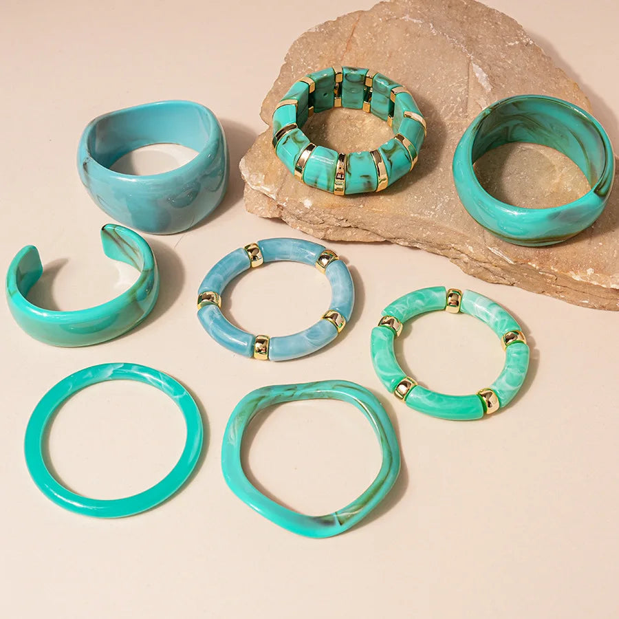 Turquoise Resin Wide Bangle