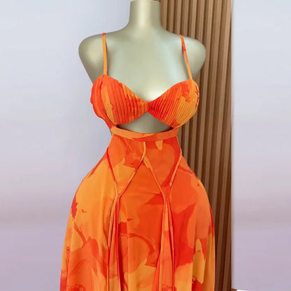 Floral Backless Maxi Dress