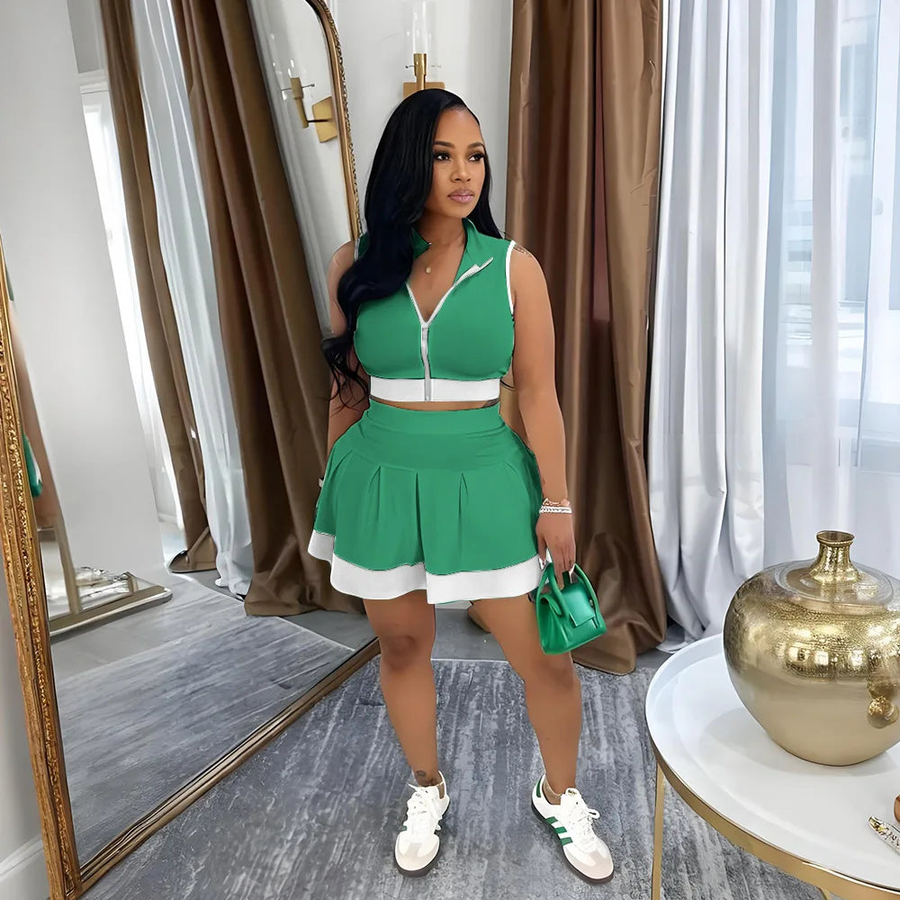 Vest Pleated Skirt Set