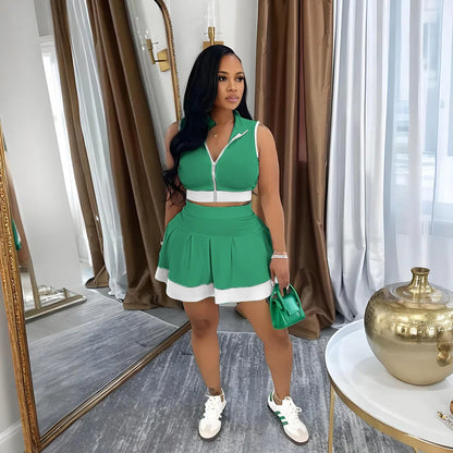 Vest Pleated Skirt Set