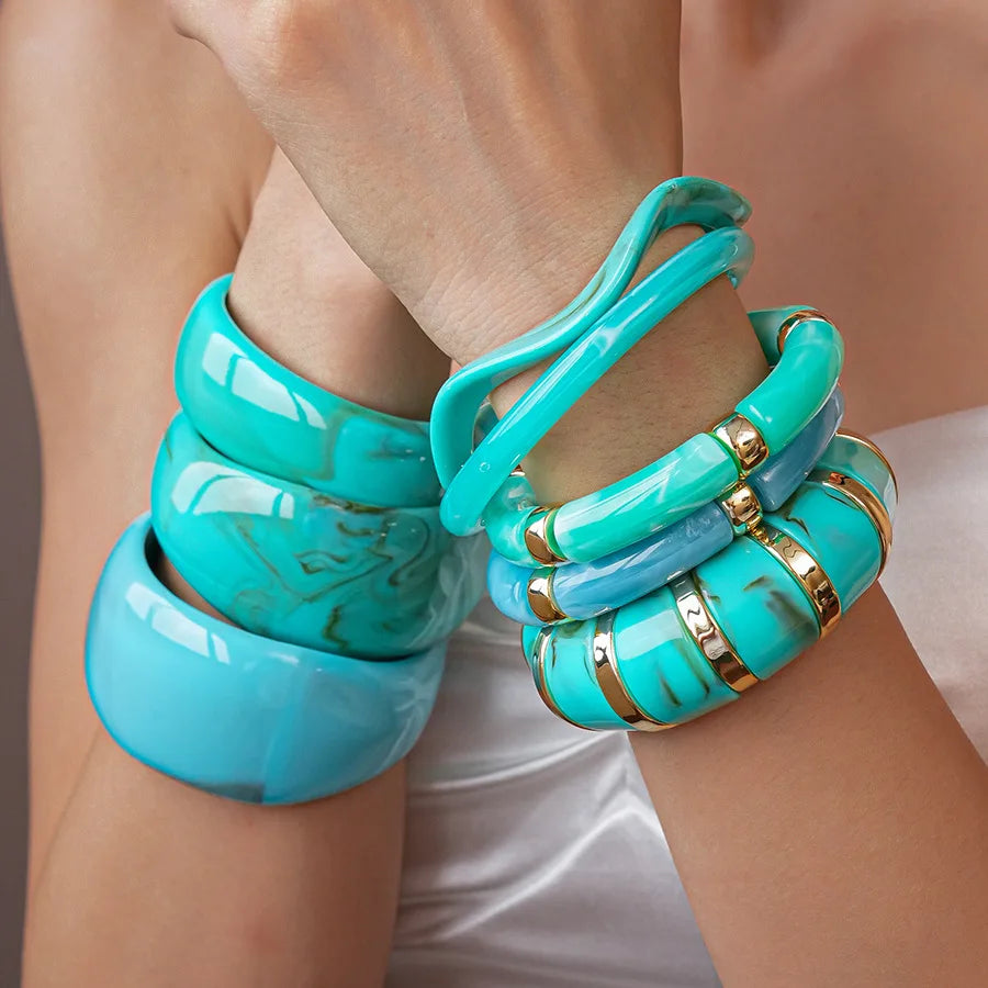 Turquoise Resin Wide Bangle