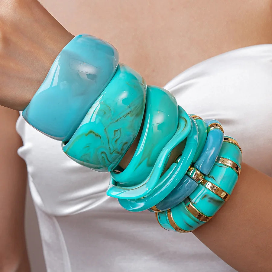 Turquoise Resin Wide Bangle