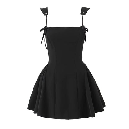 Women Dot Printed Slash A-line Smock Mini Dress