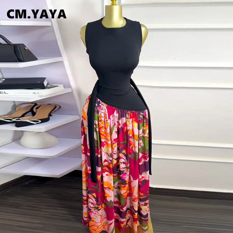 Printed Patchwork Maxi Dress