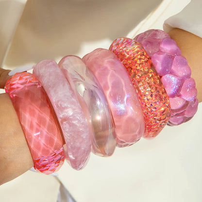 Pink Twisted Resin Bangle