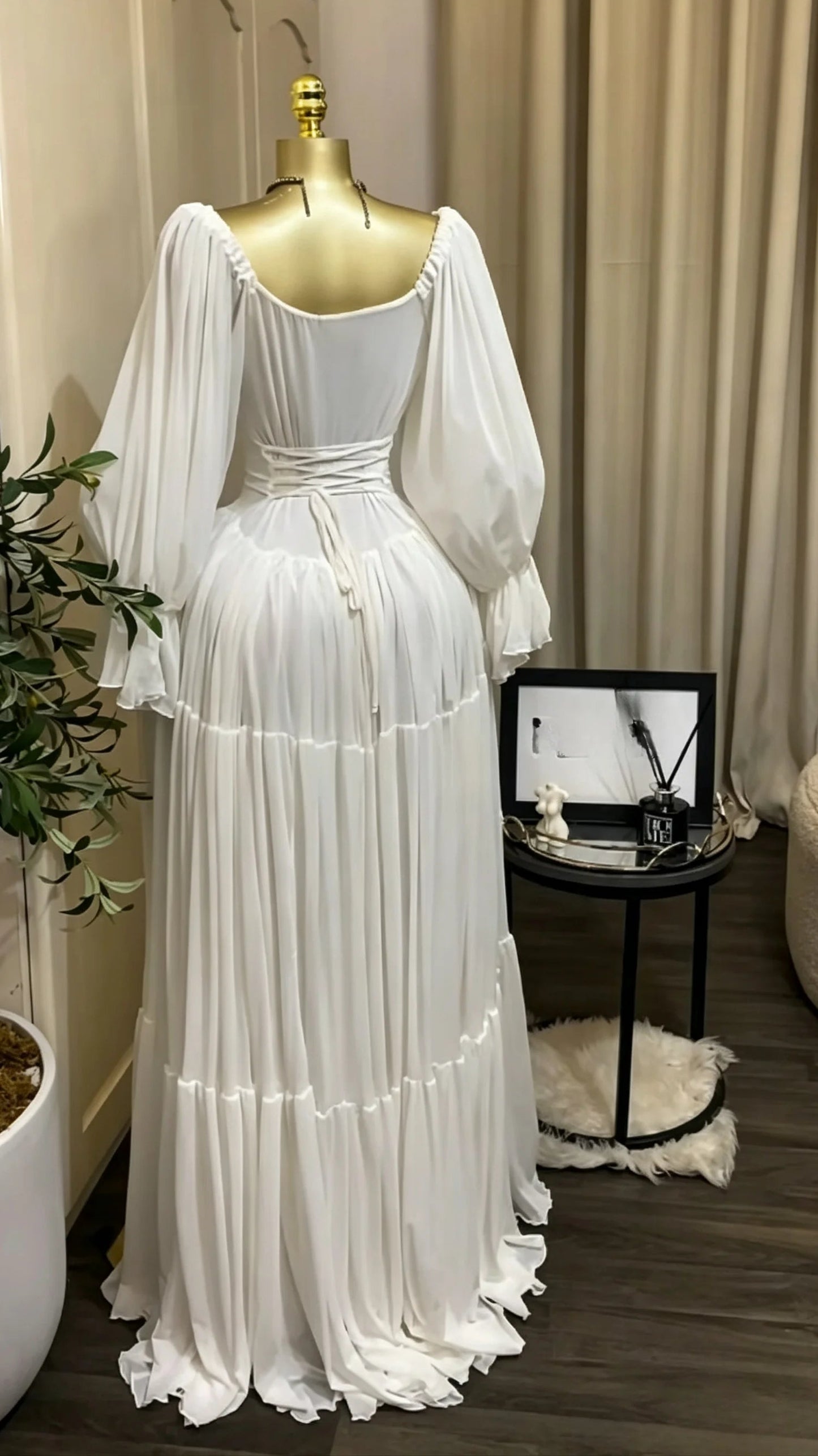 Long Sleeve Slash Neck Maxi Dress
