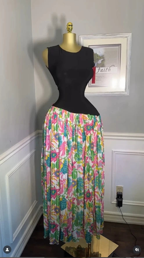 Printed Patchwork Maxi Dress