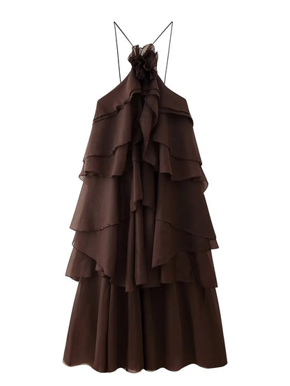 Loose Sleeveless Ruffles Ball Gown Dress