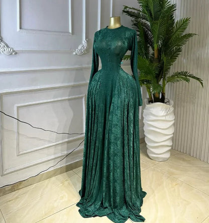 Full Sleeve Pleated Button Print Maxi Dress