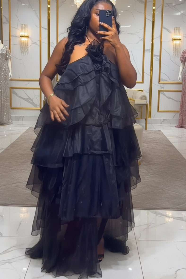 Loose Sleeveless Ruffles Ball Gown Dress