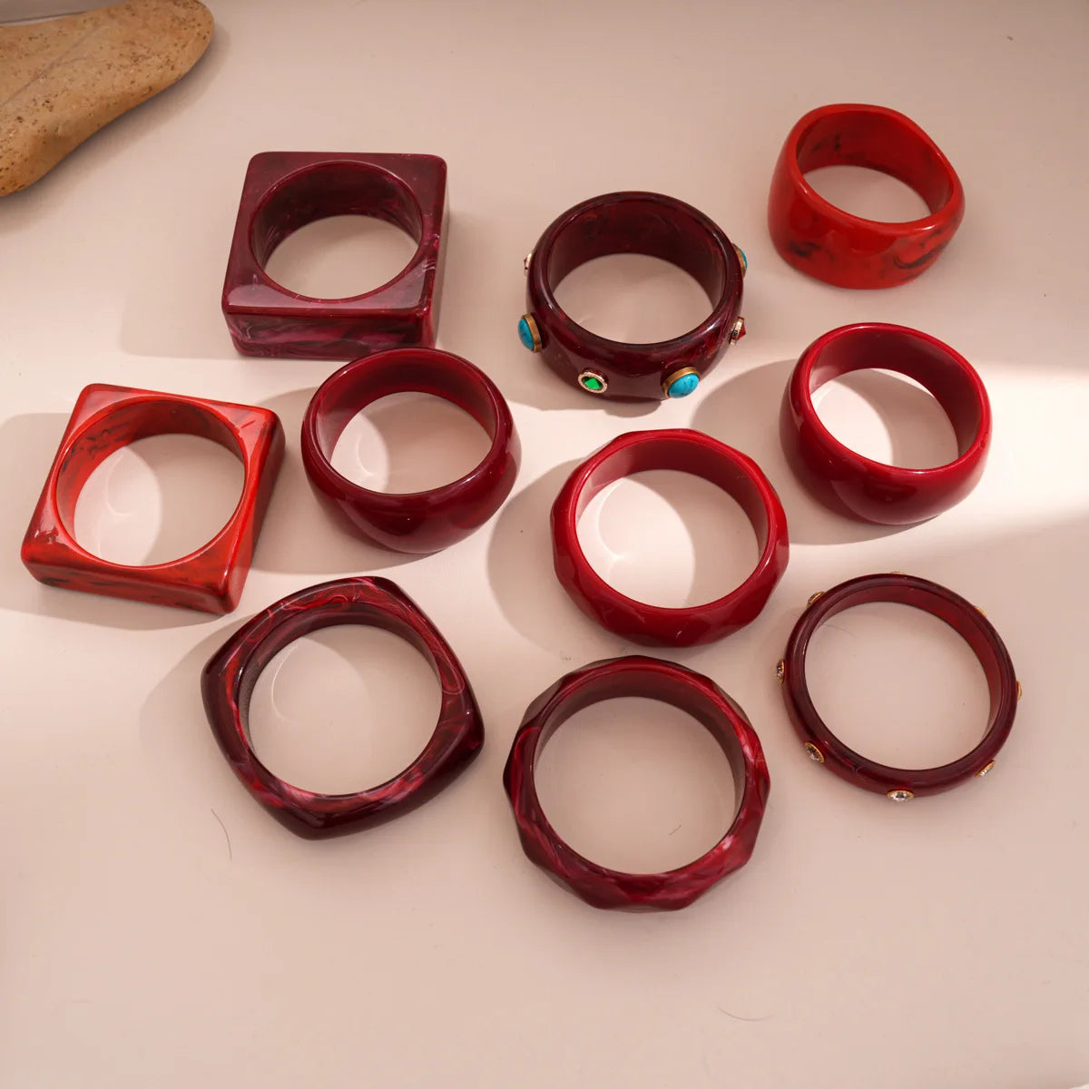 Red Chunky Resin Bangle