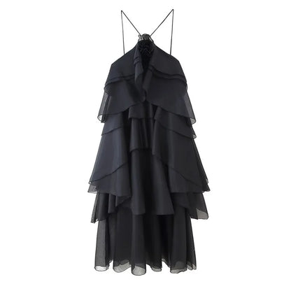 Loose Sleeveless Ruffles Ball Gown Dress