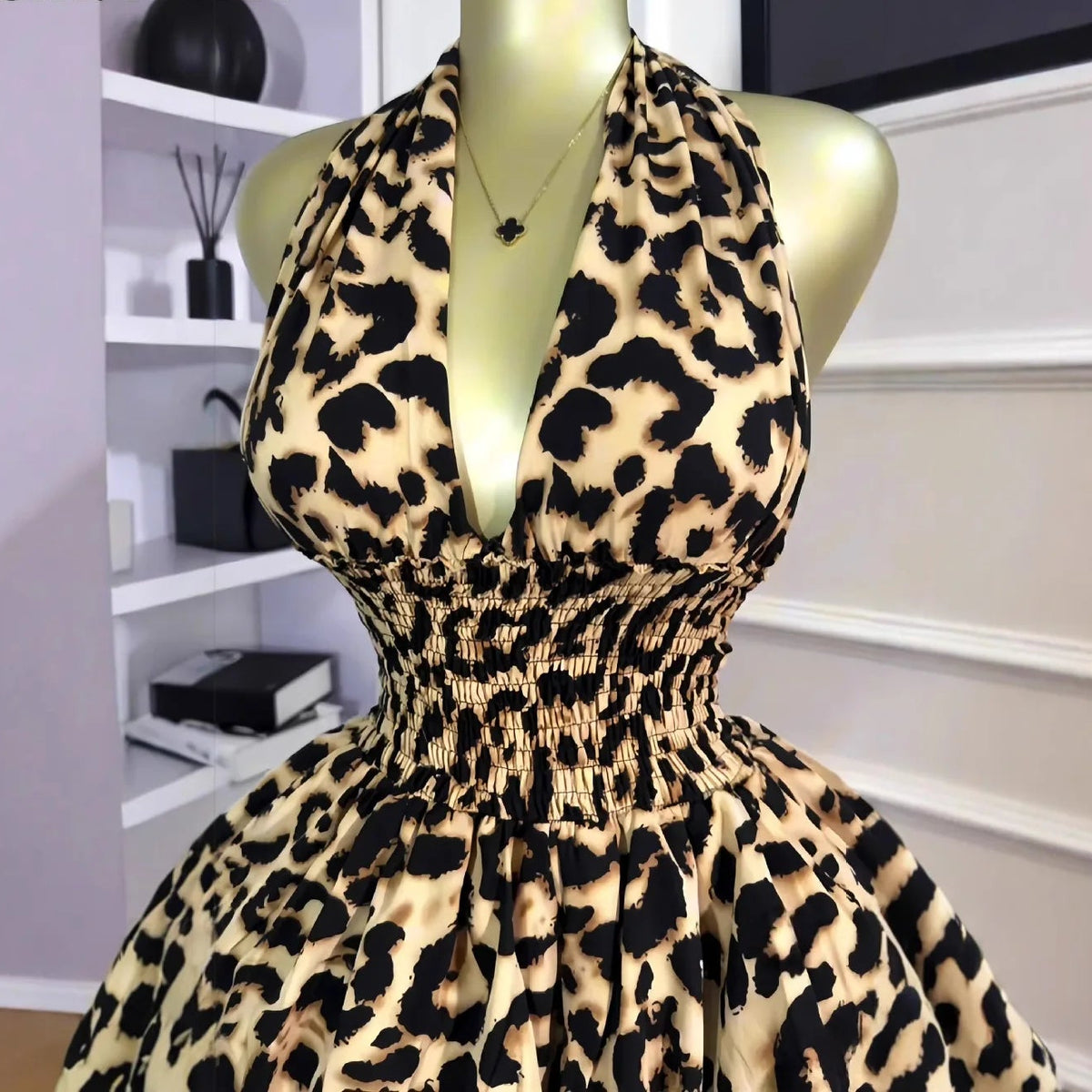 Leopard Halter Mini Dress
