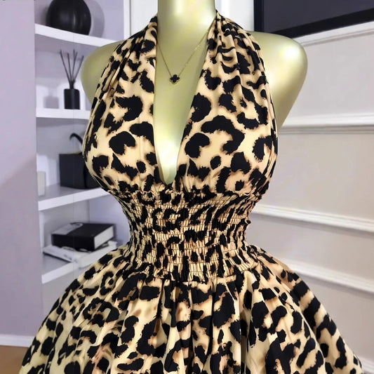 Leopard Halter Mini Dress