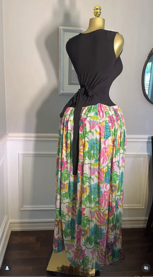 Printed Patchwork Maxi Dress
