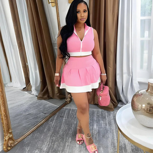 Vest Pleated Skirt Set