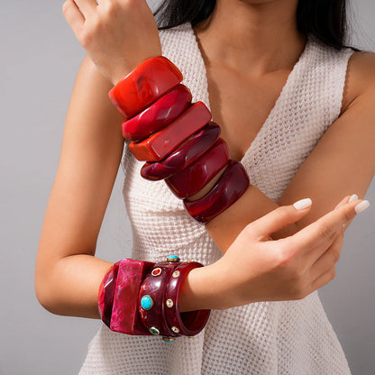 Red Chunky Resin Bangle