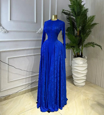 Full Sleeve Pleated Button Print Maxi Dress