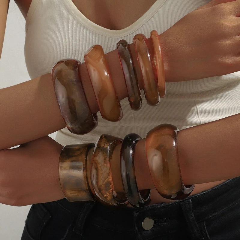 Brown Resin Geometric Bangle