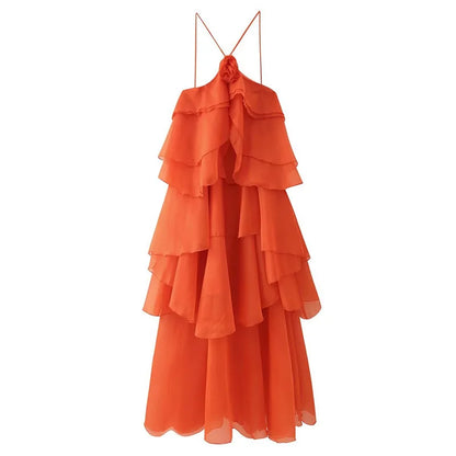 Loose Sleeveless Ruffles Ball Gown Dress