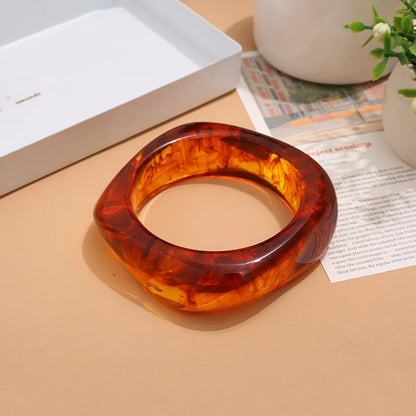 Brown Resin Geometric Bangle