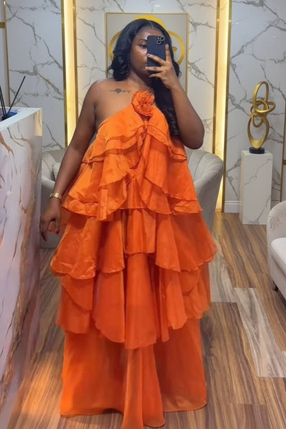 Loose Sleeveless Ruffles Ball Gown Dress