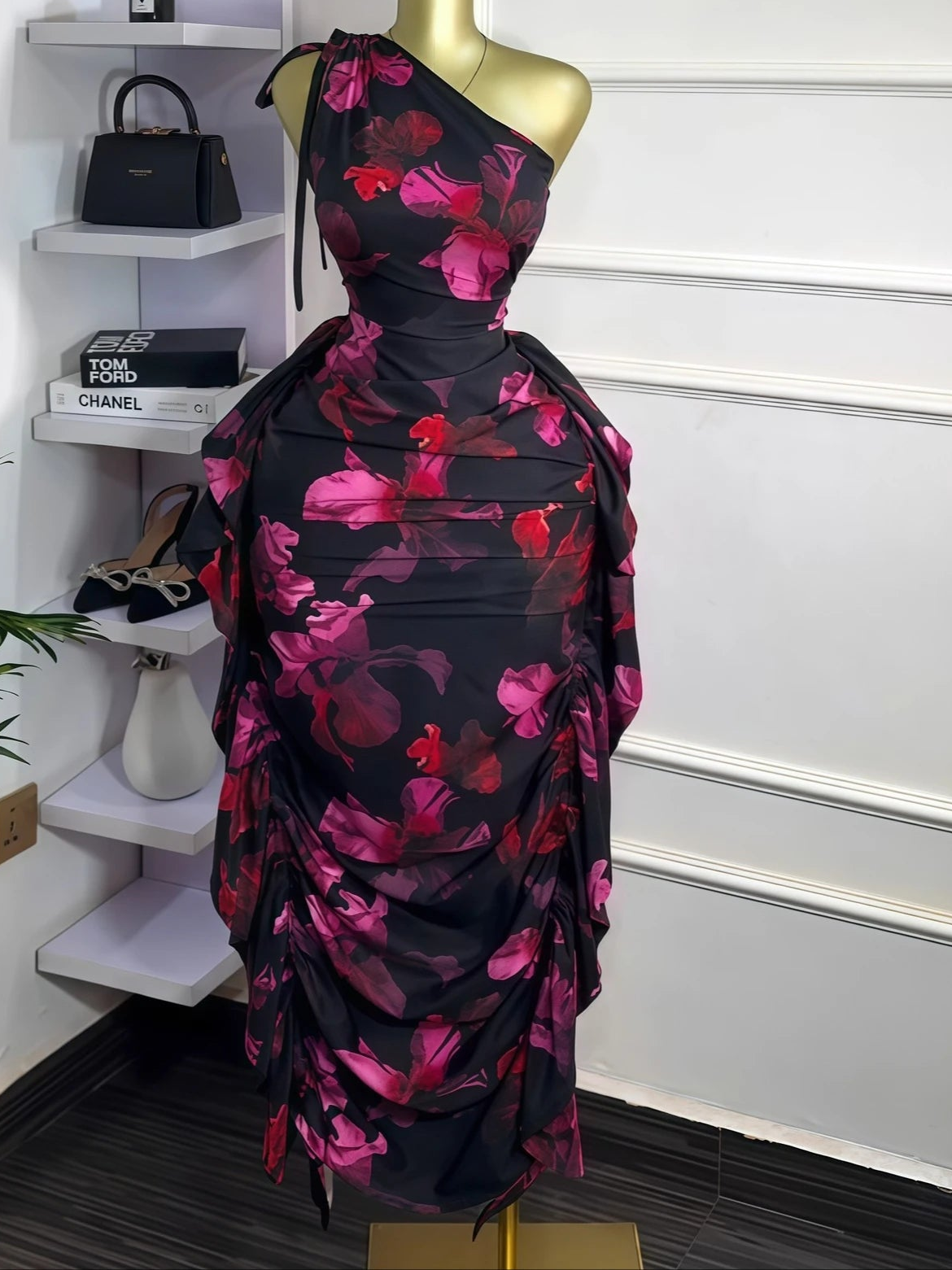 One Shoulder Bodycon Maxi Dress