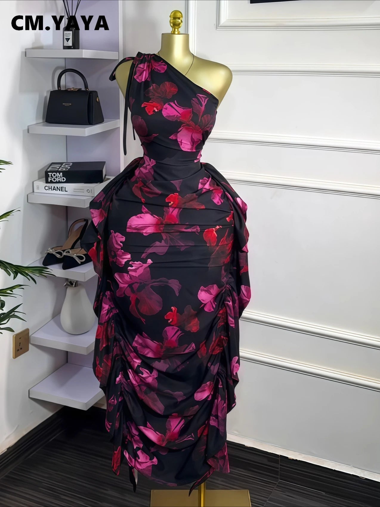 One Shoulder Bodycon Maxi Dress